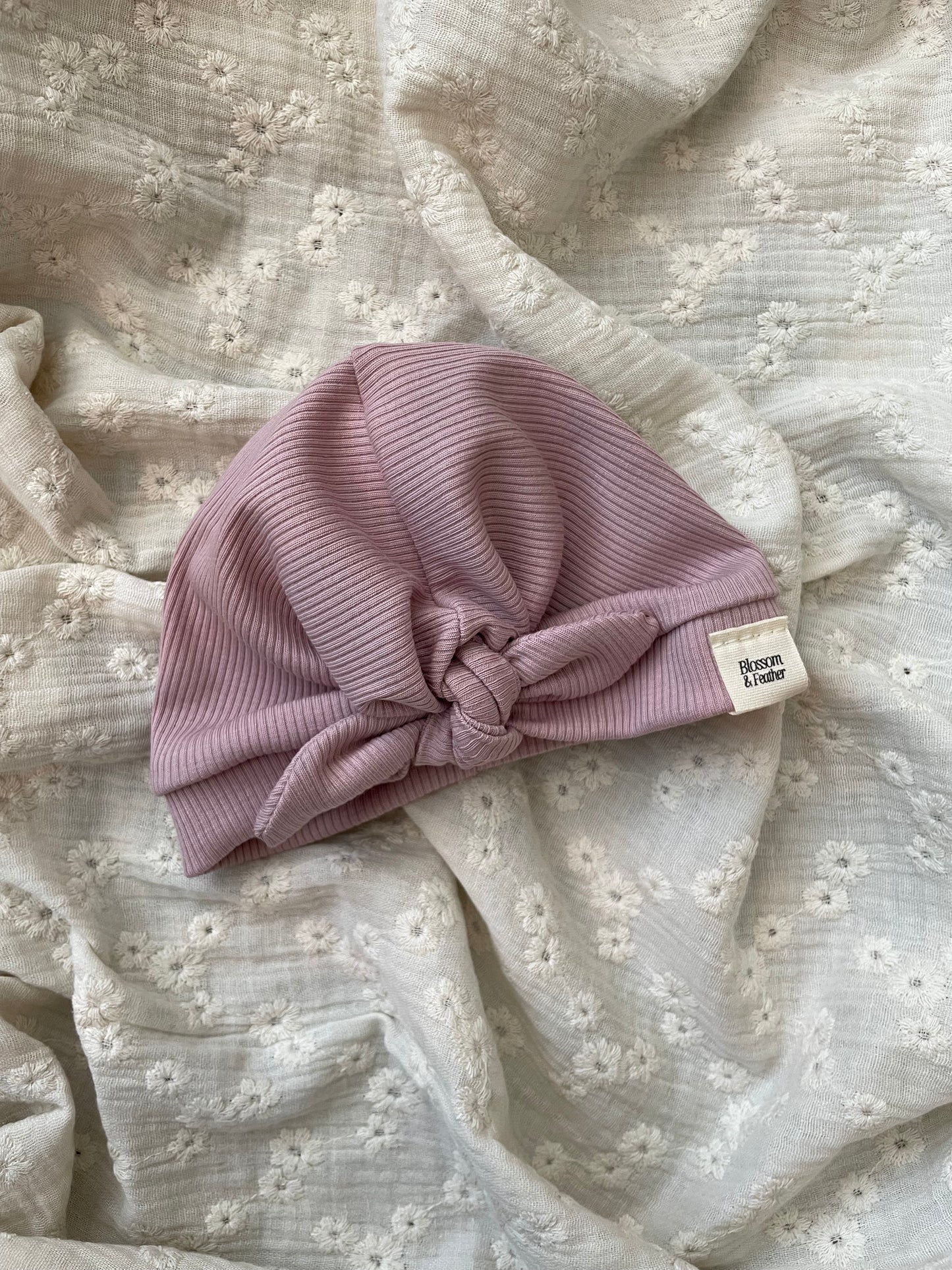 Bonnet turban côtelé | Vieux rose