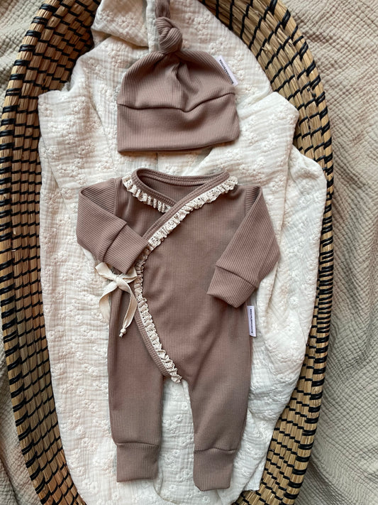 Boxpakje rib | Taupe | Kant