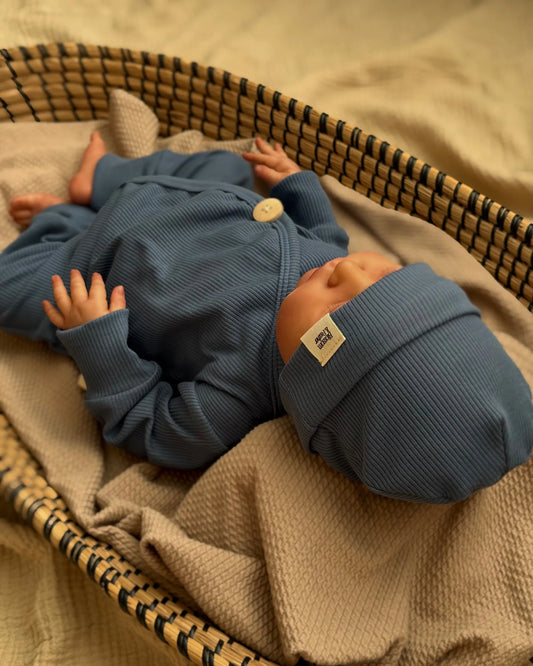 Beanie rib | Jeansblauw - Blossom & Feather