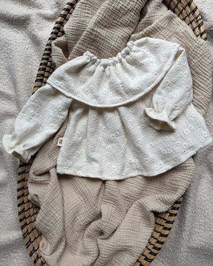 Blouse met volantkraag | Broderie | Ecru afbeelding 5 - Blossom & Feather