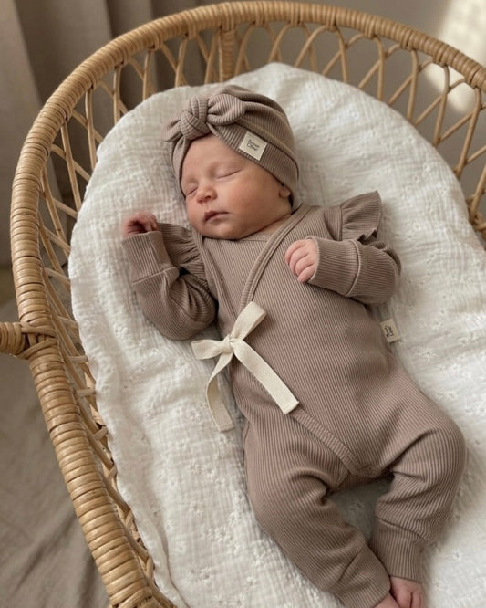 Boxpakje rib | Met of zonder ruffle | Taupe afbeelding 1 - Blossom & Feather