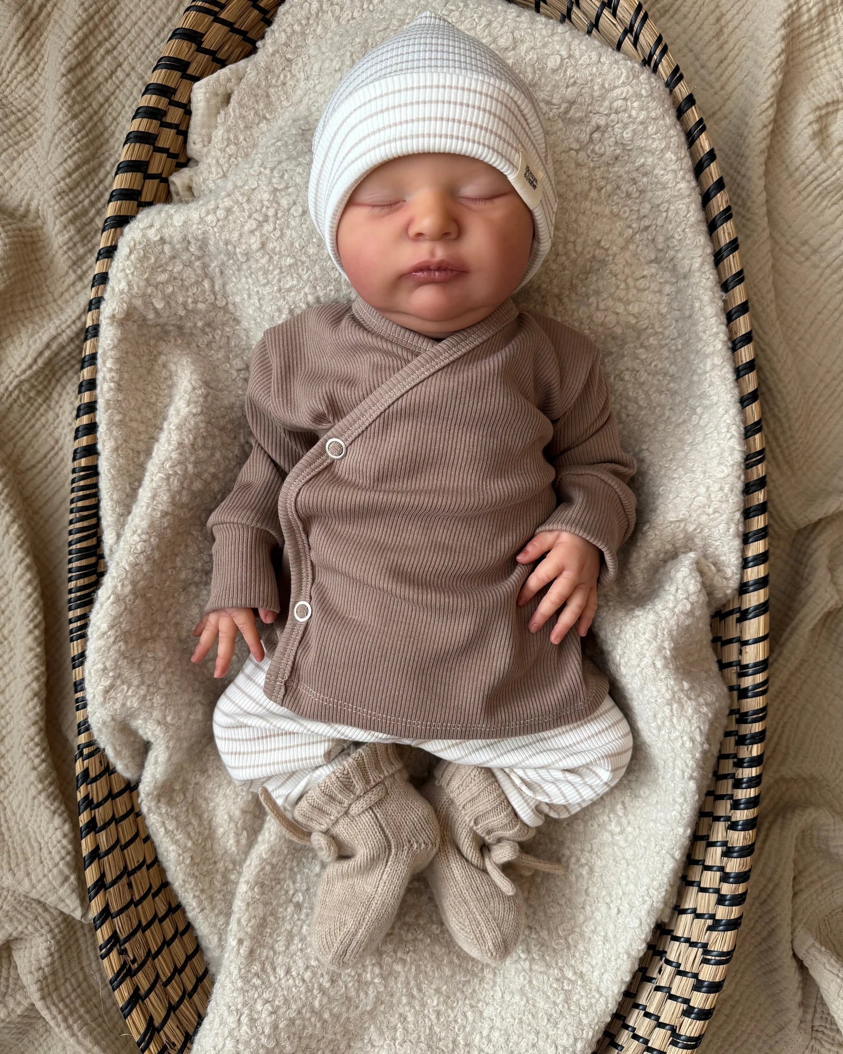 Broekje rib | Beige streepjes - Blossom & Feather