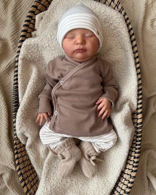 Broekje rib | Beige streepjes - Blossom & Feather