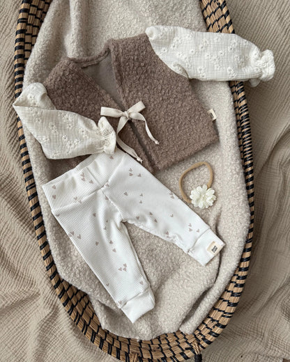 Gilet Teddy | Broderie | Taupe afbeelding 6 - Blossom & Feather