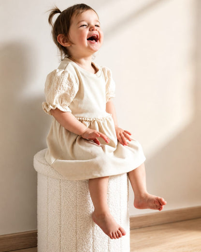 Jurkje rib | Crème | Broderie pofmouwtjes | Kant afbeelding 7 - Blossom & Feather