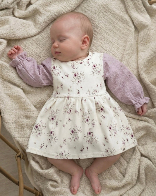 Jurkje rib | Kersenbloesem | Broderie | Lange of korte mouwtjes afbeelding 1 - Blossom & Feather
