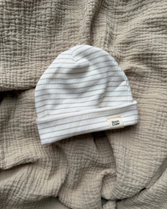 Beanie rib | Beige streepjes afbeelding 1 - Blossom & Feather