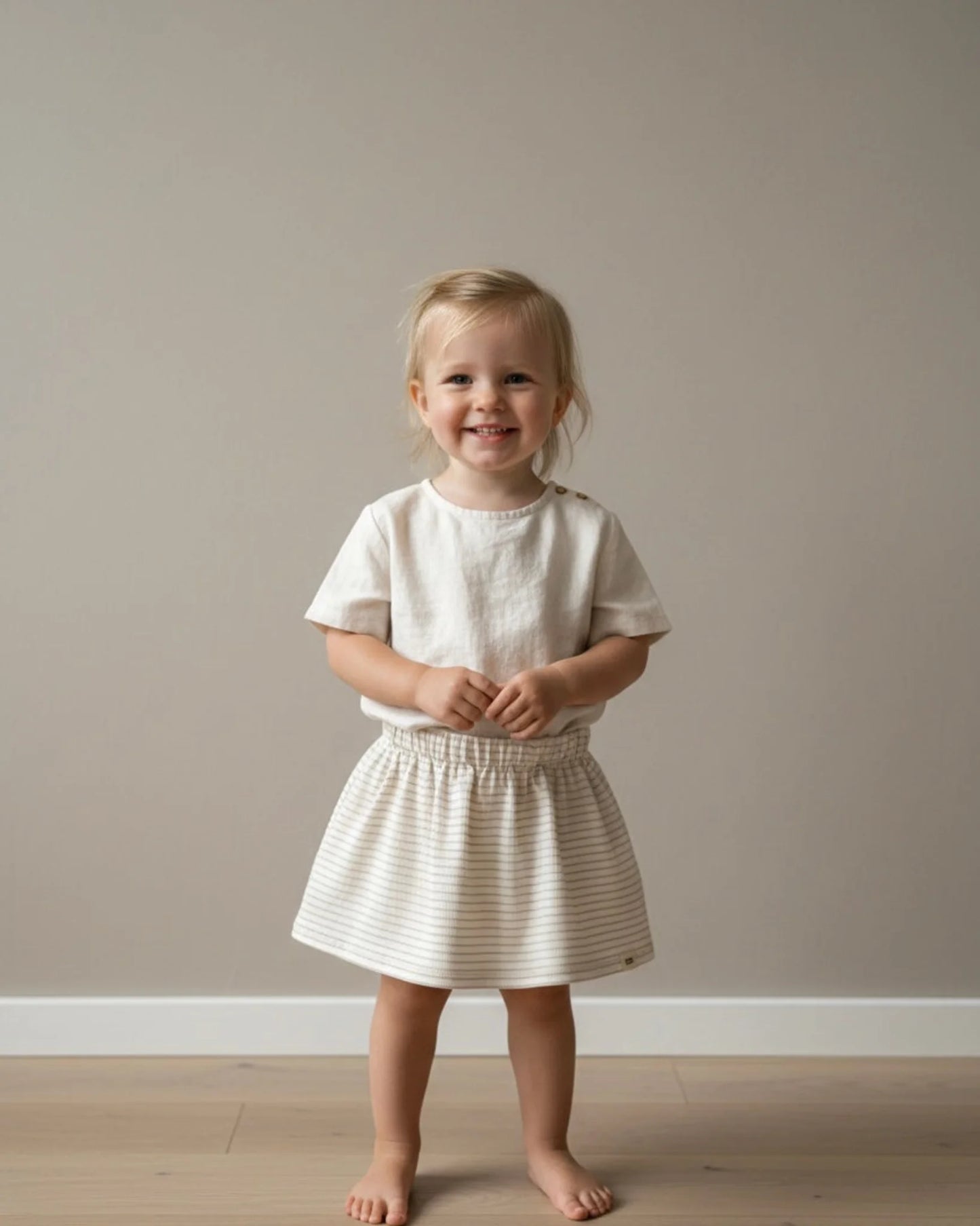 Rokje rib | Beige streepjes afbeelding 1 - Blossom & Feather