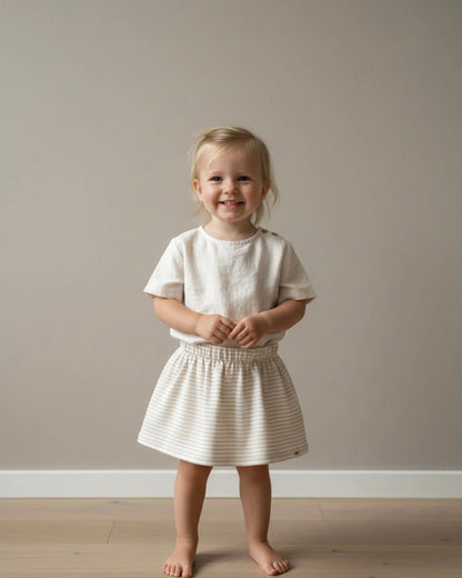 Rokje rib | Beige streepjes afbeelding 1 - Blossom & Feather