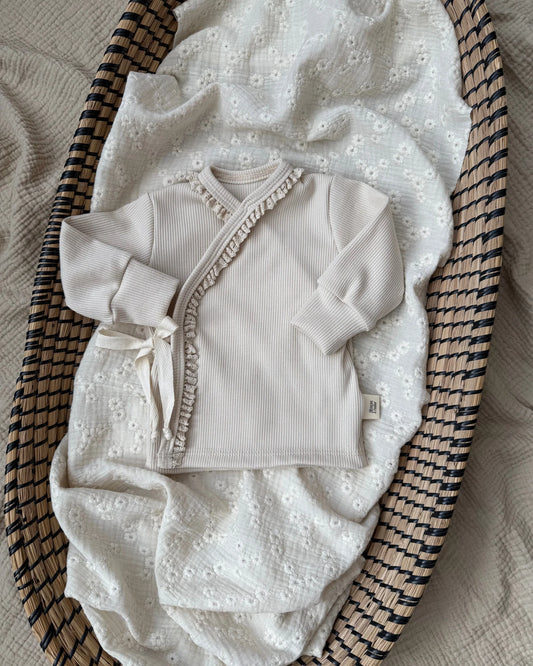 Overslagshirtje rib | Cr�me | Kant afbeelding 1 - Blossom & Feather