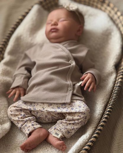 Overslagshirtje rib | Taupe afbeelding 3 - Blossom & Feather