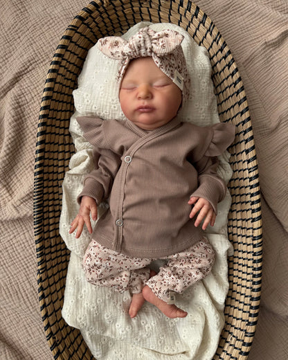 Overslagshirtje rib | Met of zonder ruffle | Taupe afbeelding 3 - Blossom & Feather