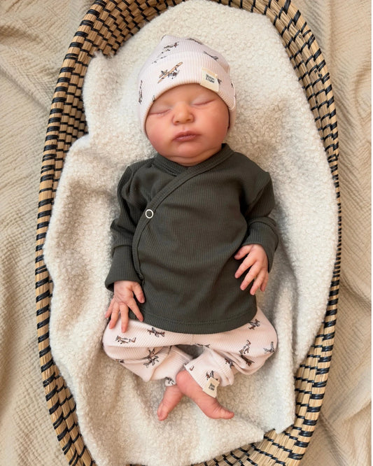 Overslagshirtje rib | Legergroen afbeelding 1 - Blossom & Feather