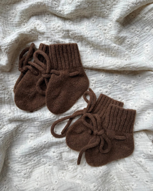 Slofjes | 100 % Merino wol | Bruin . Op voorraad afbeelding 1 - Blossom & Feather