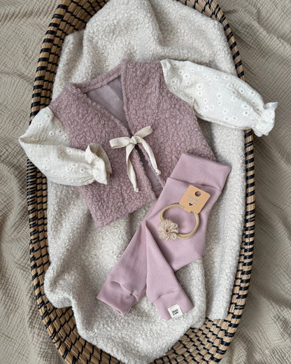 Teddy gilet | Broderie | Oudroze afbeelding 3 - Blossom & Feather