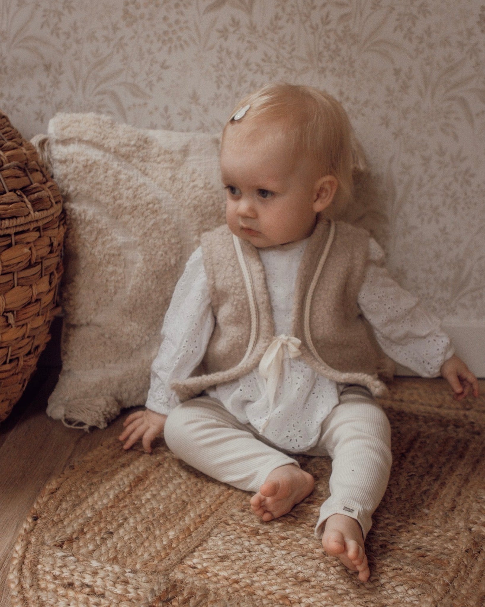 Teddy gilet | Licht beige | Visgraat afbeelding 1 - Blossom & Feather