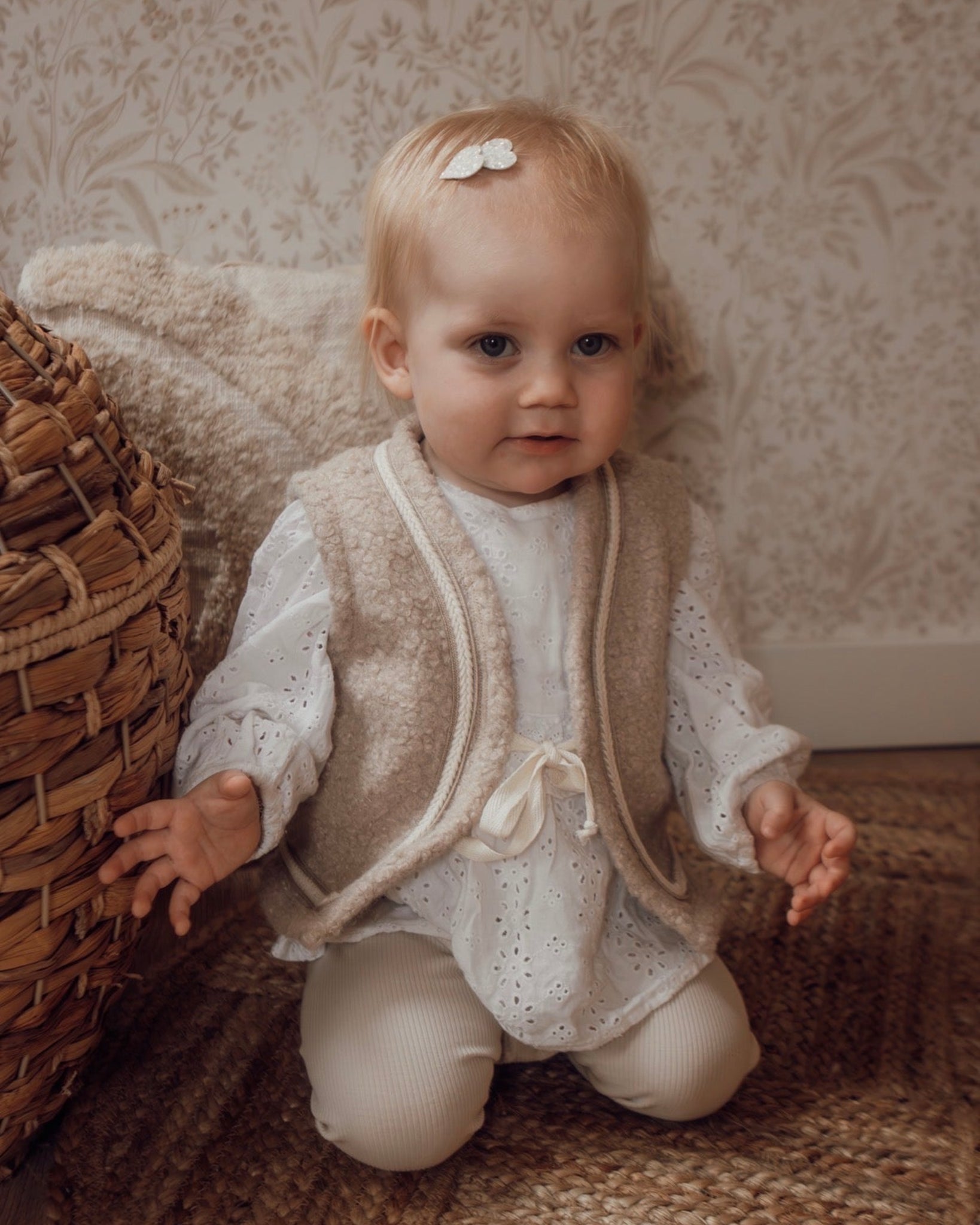 Teddy gilet | Licht beige | Visgraat afbeelding 8 - Blossom & Feather