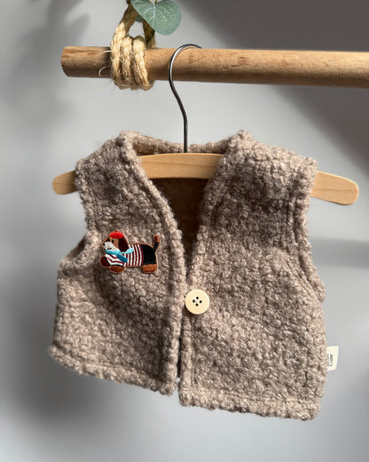 Teddy gilet | Taupe | Dachshund • LIMITED EDITION image 1 - Blossom & Feather