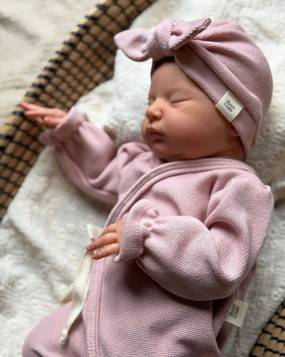 Turban mutsje | Baby knit | Oudroze afbeelding 3 - Blossom & Feather