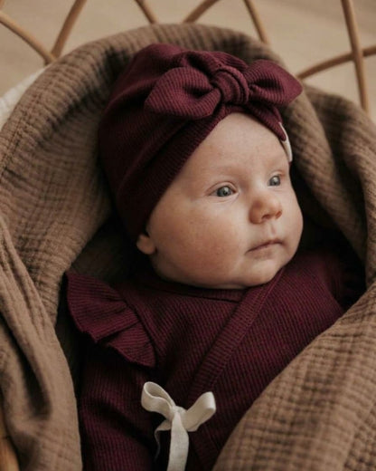 Turban mutsje rib | Bordeaux rood afbeelding 1 - Blossom & Feather