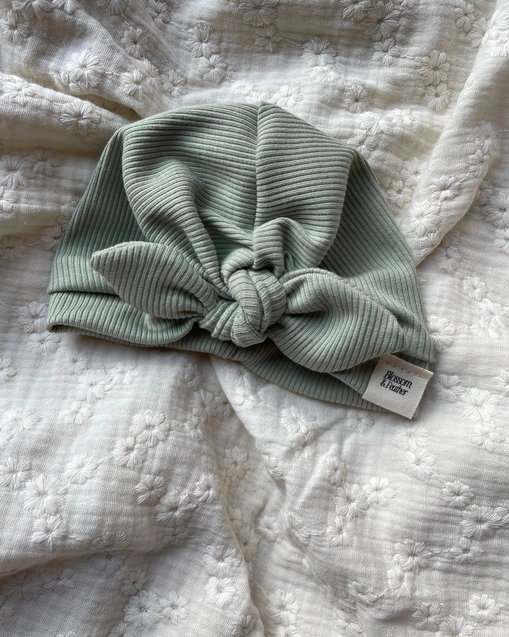 Turban mutsje rib | Dusty groen - Blossom & Feather
