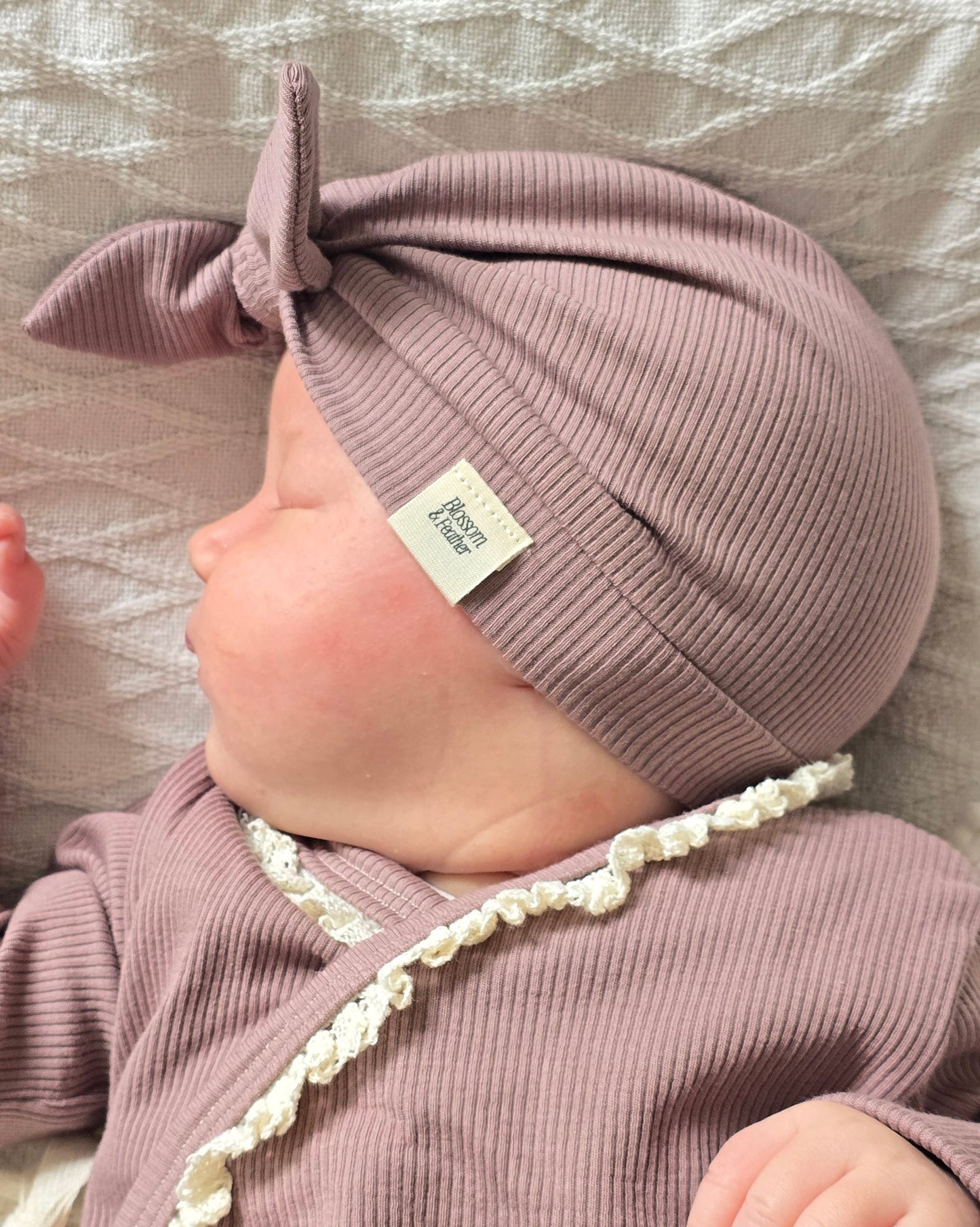 Turban mutsje rib | Mauve afbeelding 1 - Blossom & Feather