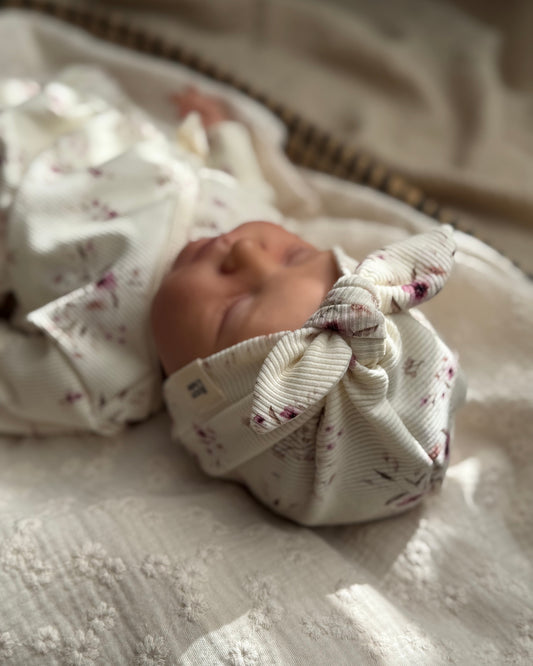 Turban mutsje rib | Kersenbloesem - Blossom & Feather